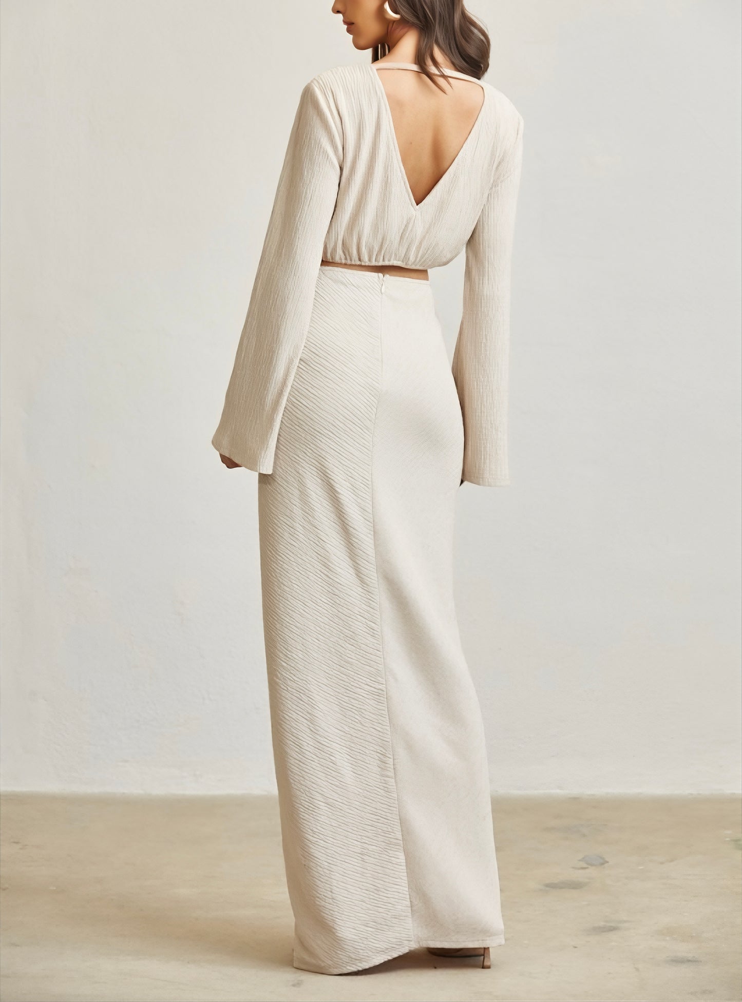 AMARA DRAPED CUTOUT DRESS - NATURAL