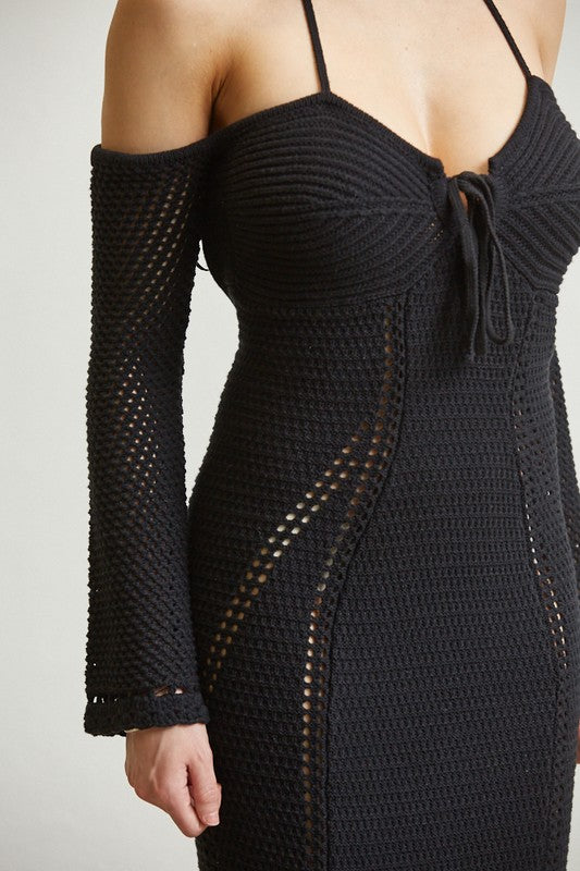 MARBELLA CROCHET DRESS - BLACK